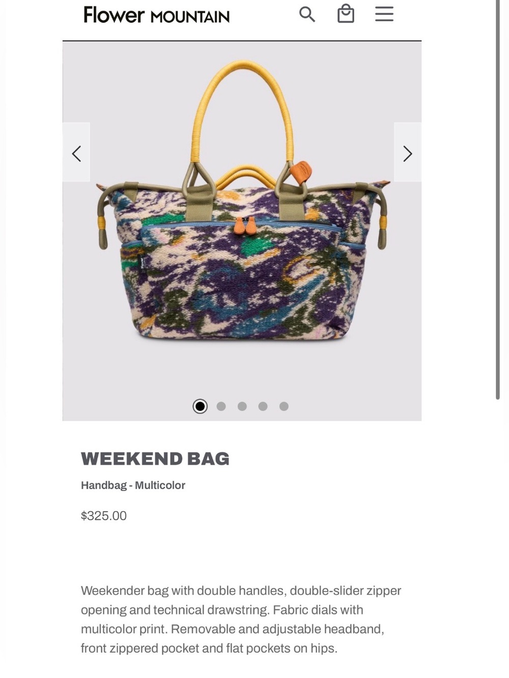 NWT Flower Mountain Weekend Bag in Multicolor - Picture 2 of 8